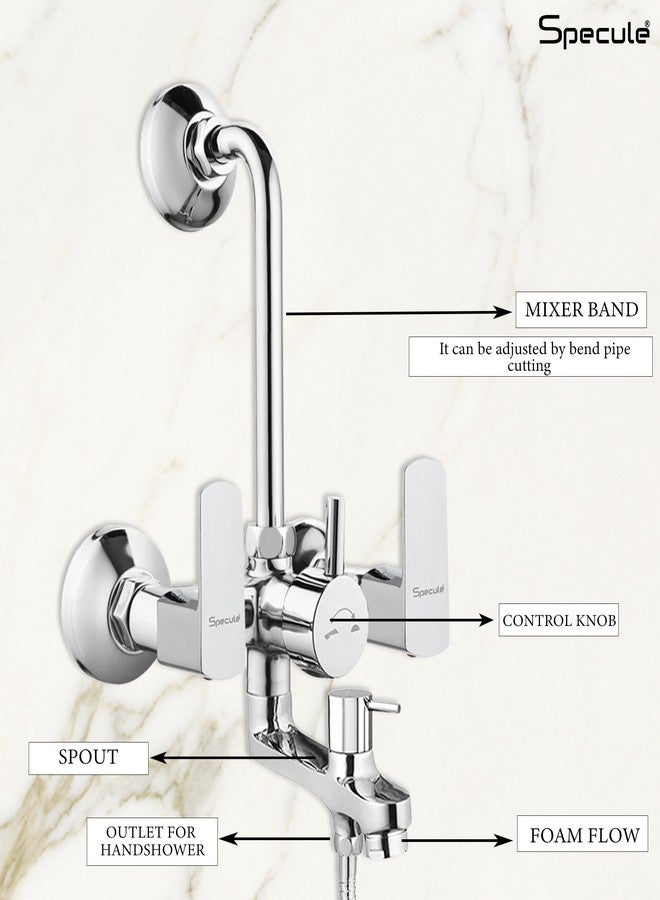 Specule Cube Series, Brass Wall Mixer for Bathroom 3 in 1 with Overhead Shower Set | Mist Hand Shower Set with 1.5 Meter Hand Shower Pipe | Wall Mixer | Shower Set (Chrome) - Image 3